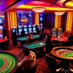 Engaging scene of players at the MK8 casino, featuring exciting slot machines and table games.