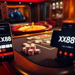 Experience luxury gaming at https://xx88.nl/ showcasing a vibrant poker table and roulette wheel.