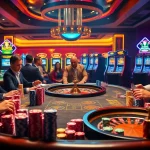 Experience the excitement of high-stakes poker at https://kk55.fit/, with vibrant stacks of chips and intense players.