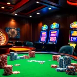 Engaging casino scene with poker chips and cards, capturing the essence of trang chủ 789club excitement.