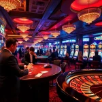Action-packed casino scene showcasing gamblers at tables, reflecting the spirit of https://kk55.group