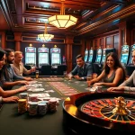 Excited players engaging in casino games at bl555.link with vibrant poker table setup.