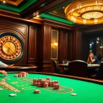 Experience the thrill of gaming at a luxurious trang chủ 789club casino table with poker chips and roulette.