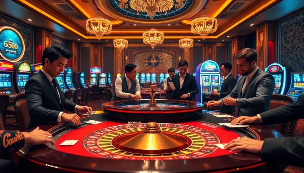 Experience thrilling gameplay at 555win casino with players engaging at a vibrant roulette table.