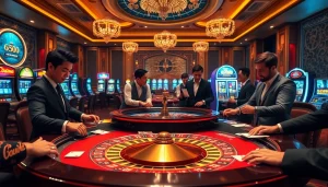 Experience thrilling gameplay at 555win casino with players engaging at a vibrant roulette table.