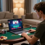 Player enjoying cm88 com online blackjack game in a cozy living room