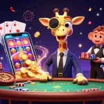 Engage with Link vào MUBET seamlessly, featuring a lively casino scene with charming characters and dynamic gaming elements.