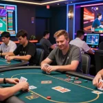 Diverse players immersed in card games showcasing excitement in the dynamic gamebaidoithuong is online gaming scene.