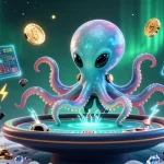 Experience exciting gameplay at SHBET with a cartoon alien octopus in an exciting casino scene.