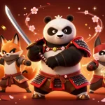 Play exciting games on Website Sunwin with a fierce panda and ninja fox in an engaging casino scene.