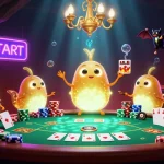 Experience excitement with slot-mahjongways2 in a vibrant 3D casino featuring glowing characters and colorful game elements.