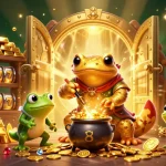 Toto123 login to explore a vibrant, dynamic 3D casino scene with gold coins and jackpots.