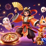 Engage with thrilling games at o8com, featuring vibrant gaming scenes and festive elements.