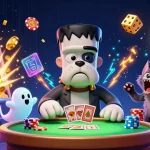 Socolive captures the lively casino atmosphere, showcasing engaging gambling characters in a colorful slot game scene.