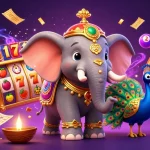 Situs Toto showcases vibrant slot reels and a dynamic scene with lottery elements for an engaging gambling experience.