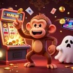tt88 offers thrilling jackpot rewards as a mischievous monkey juggles winning symbols in a captivating casino scene.